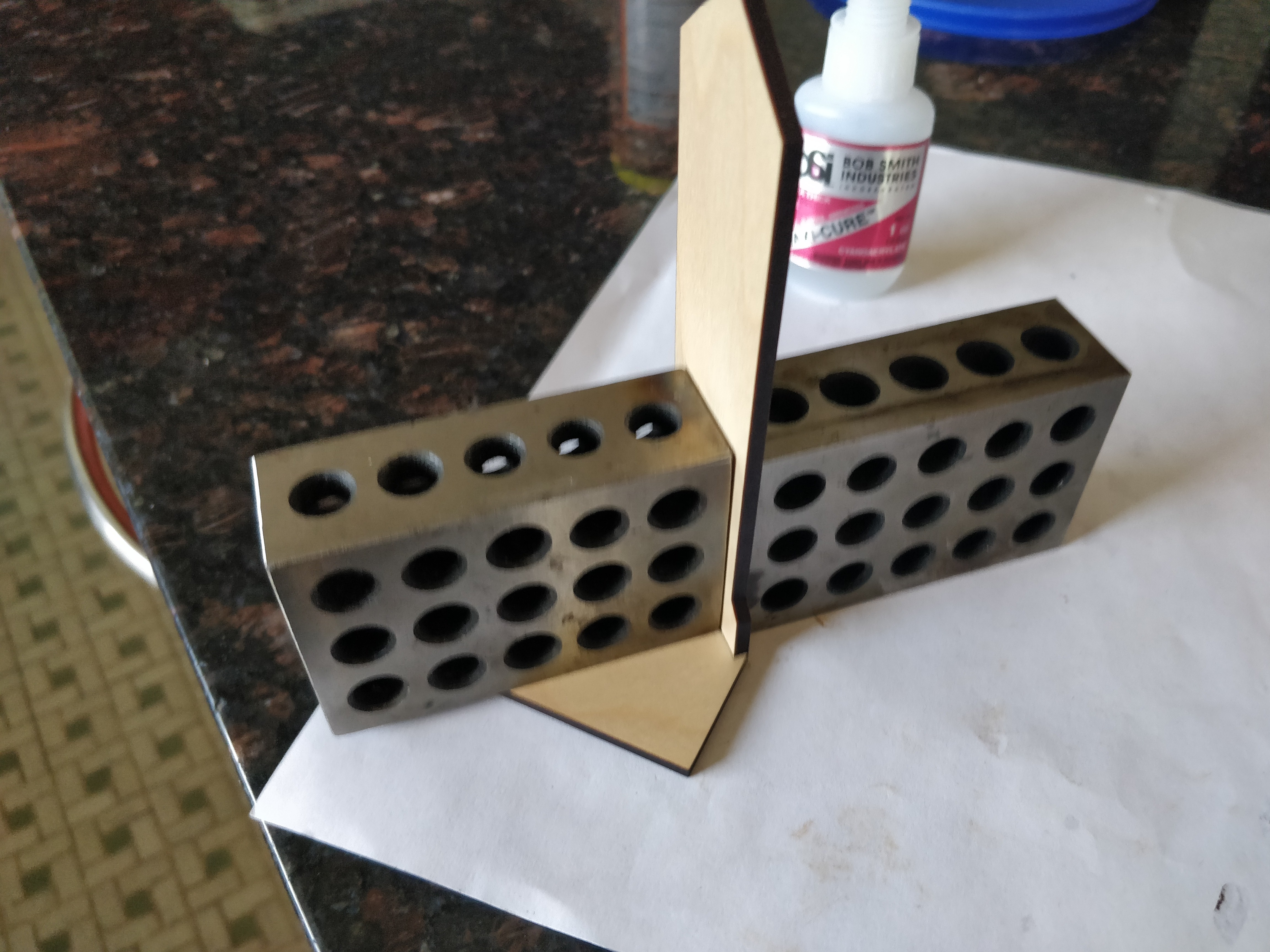 Using 1-2-3 blocks is a great way to glue things at correct 90 degree angles
