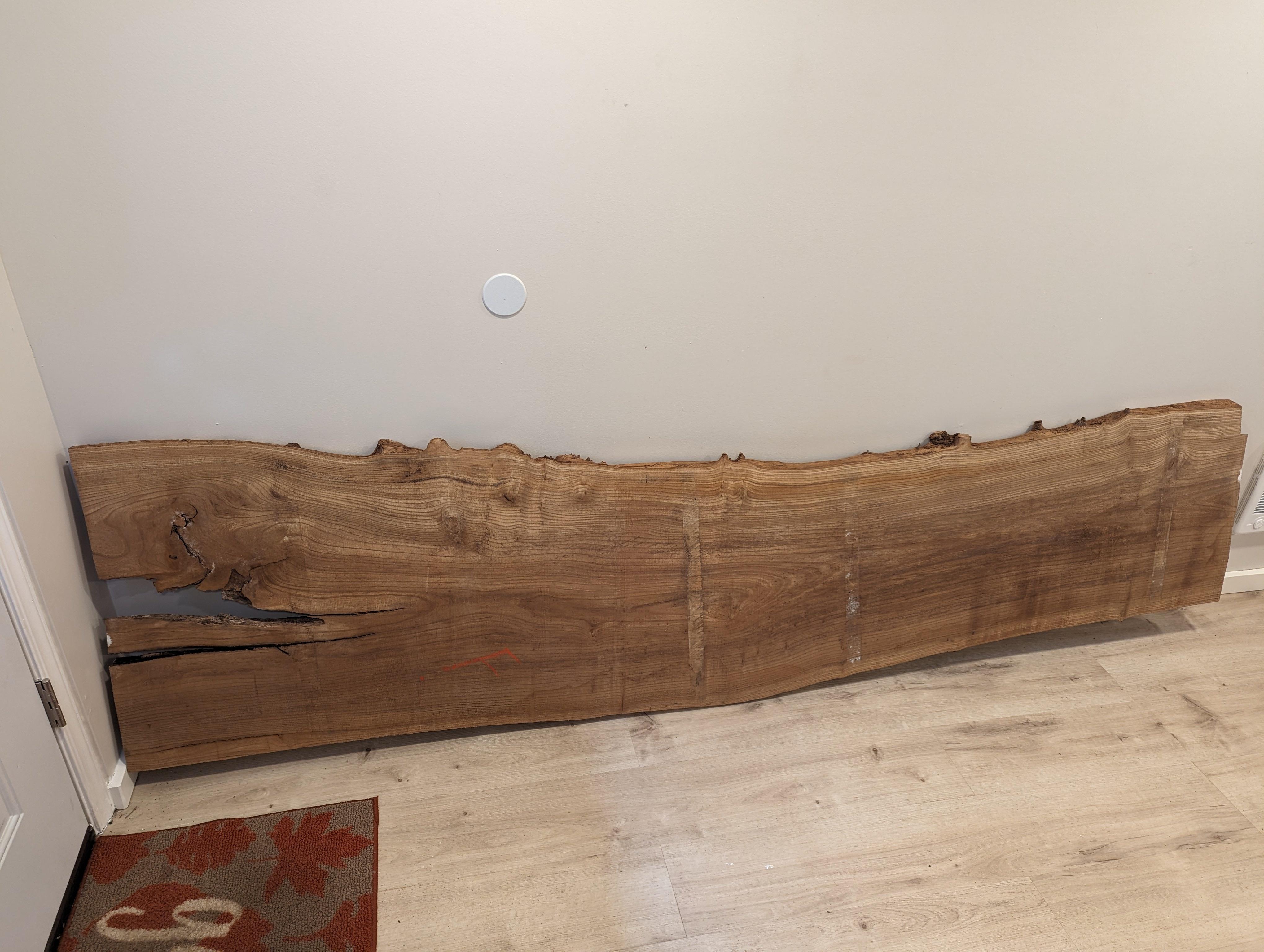 I rebuilt my standing desk by woodworking a live edge slab of English Elm into desk top.