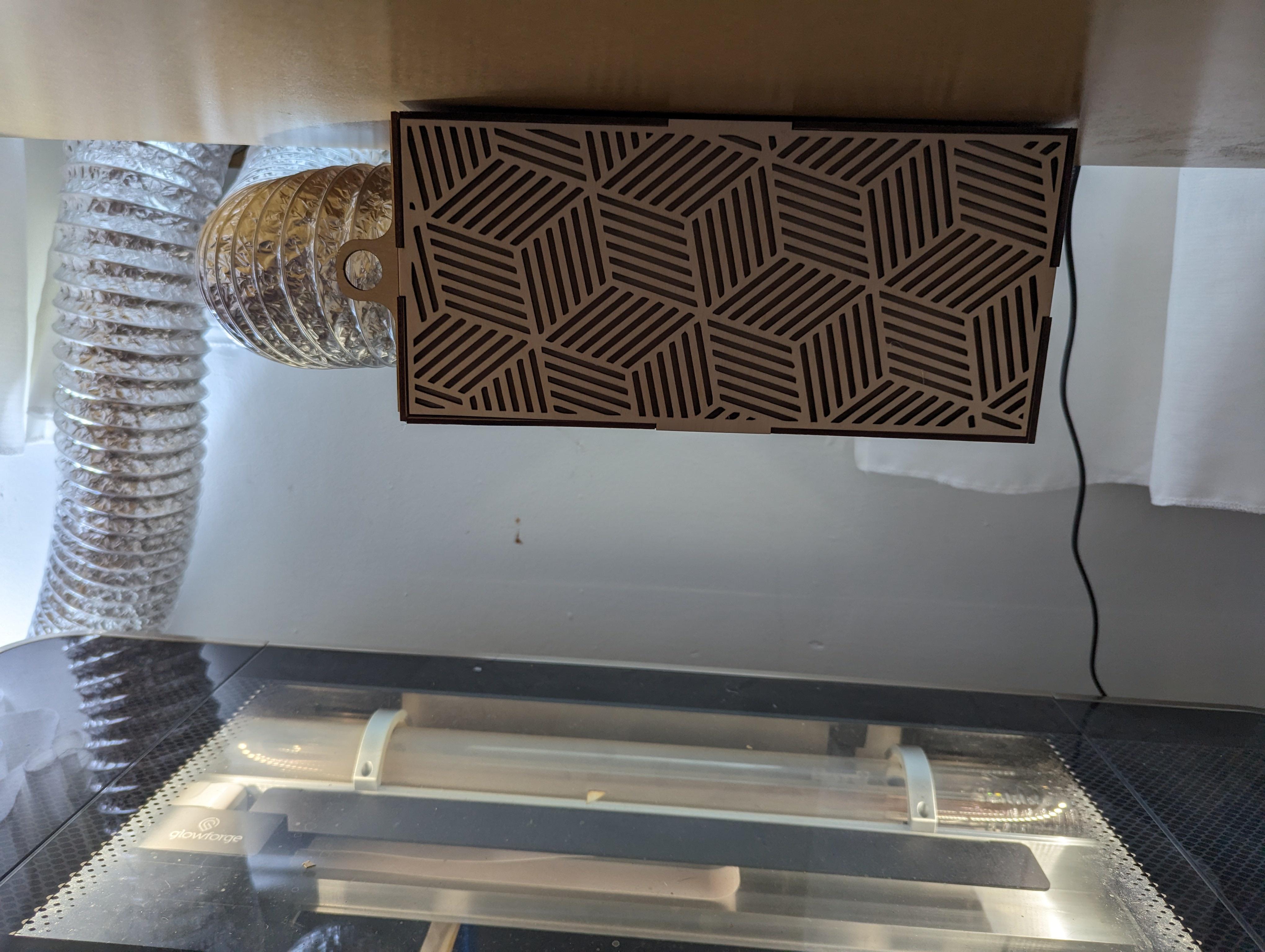 Under desk with air flap closed