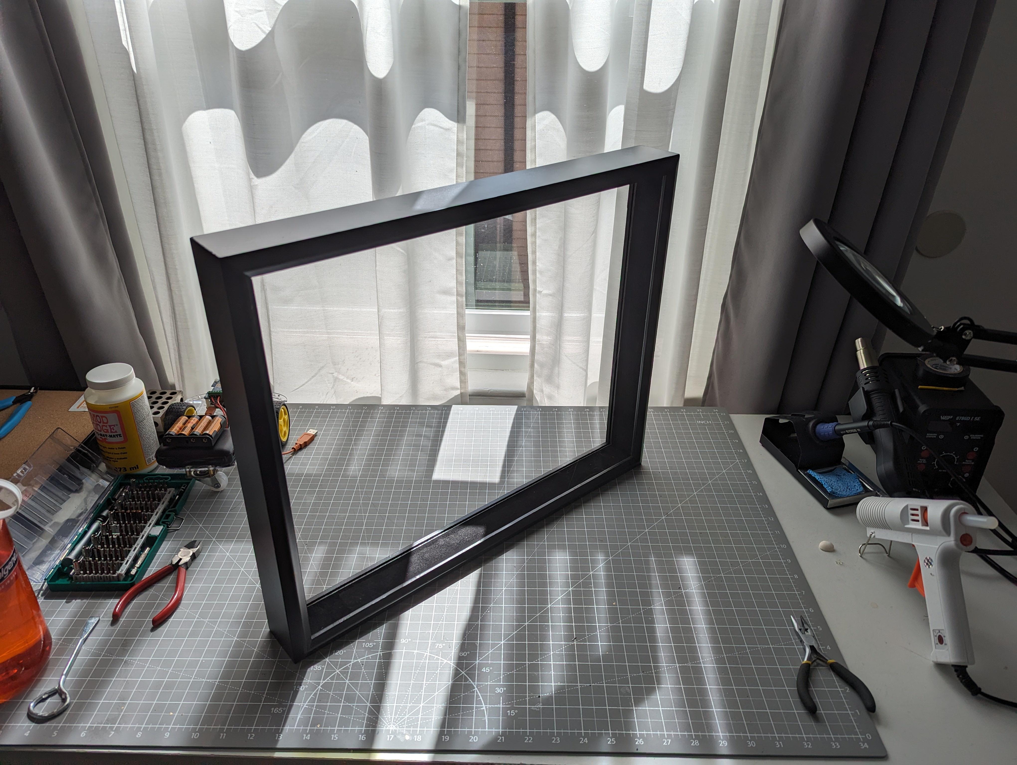 Reassembled frame without glass